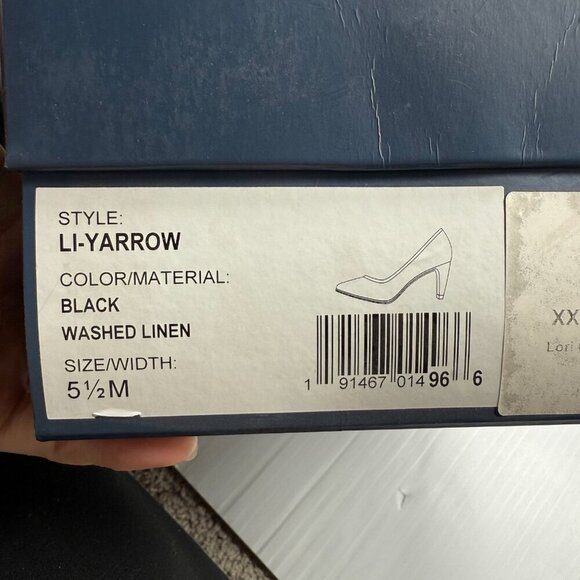 Lori Goldstein Pumps Black Washed Linen LI YARROW  Size 5.5 Pointed Toe Heels - Picture 12 of 12